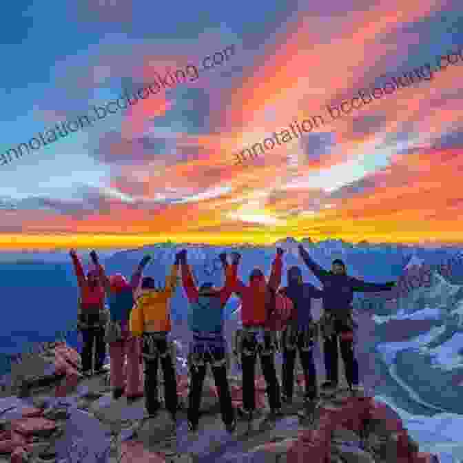 A Group Of Mountaineers Celebrating Their Successful Ascent To One Of The Three Peaks, Symbolizing The Triumph And Camaraderie That Comes With Such Expeditions. Sacred Summits: Kangchenjunga The Carstensz Pyramid And Gauri Sankar