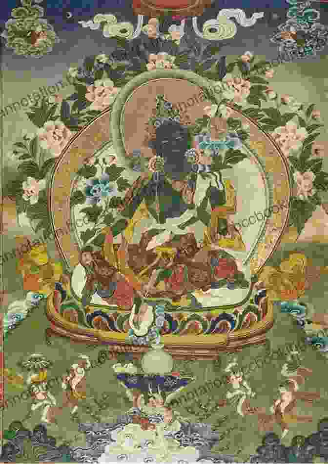 A Tibetan Painting Depicting Various Auspicious Animals, Including A Lion, An Elephant, A Deer, And A Peacock. The Handbook Of Tibetan Buddhist Symbols