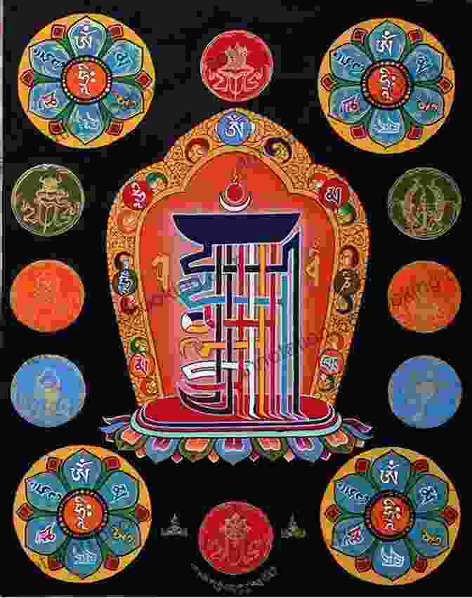 A Tibetan Thangka Painting With Sacred Syllables, Including The Mantra The Handbook Of Tibetan Buddhist Symbols