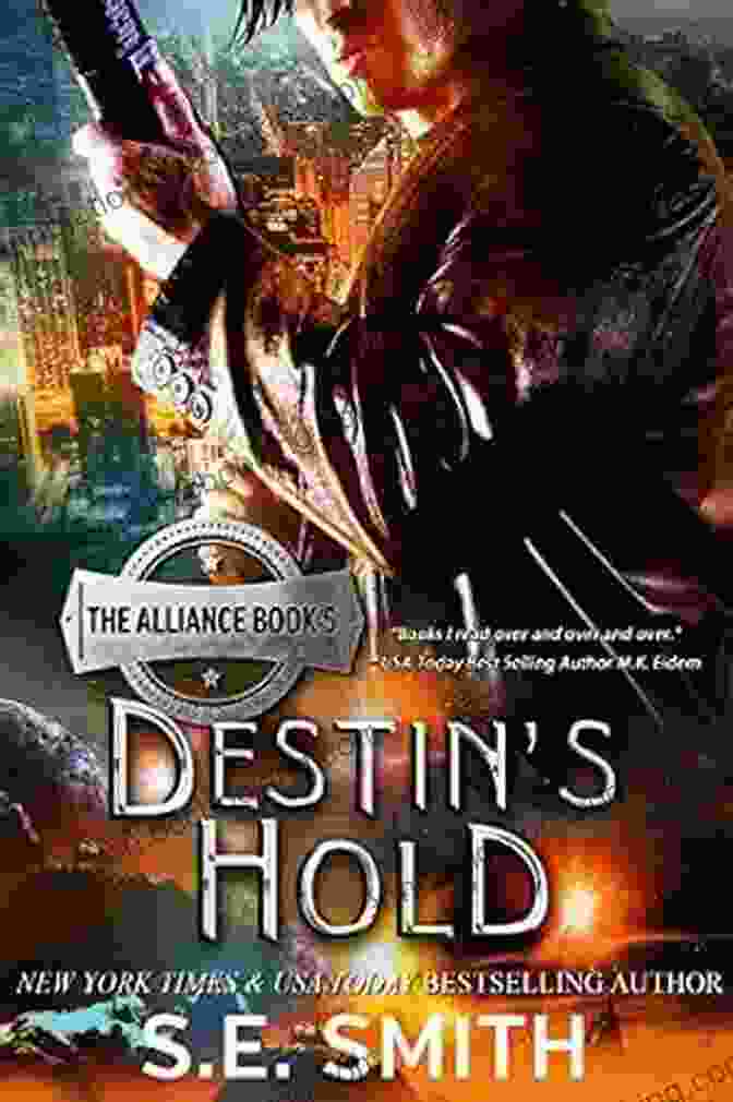 Destin Hold: Science Fiction Romance The Alliance Book Cover Featuring A Futuristic Spaceship And A Silhouette Of A Woman And A Man Embracing Destin S Hold: Science Fiction Romance (The Alliance 5)