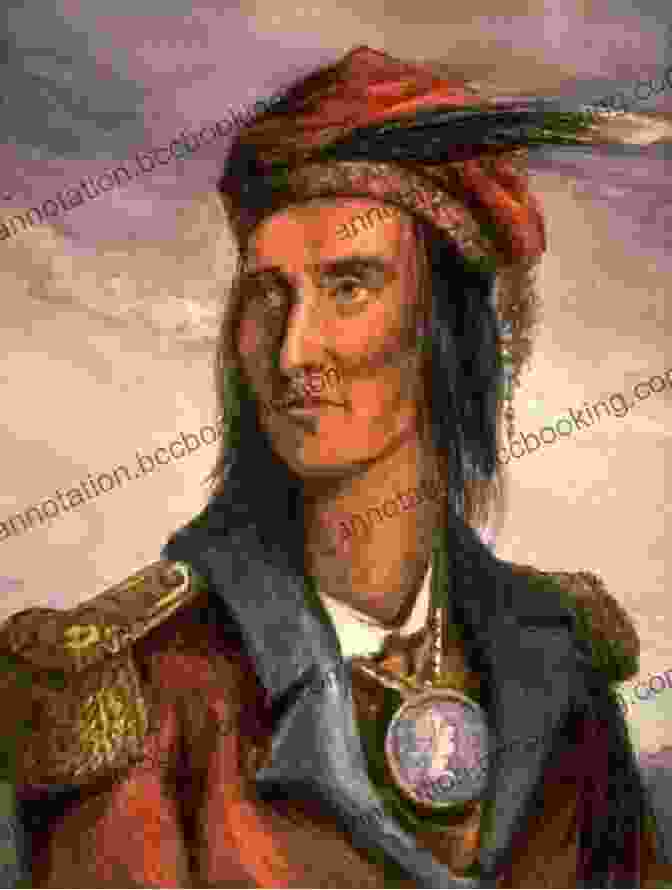Portrait Of Tecumseh, A Native American Warrior With A Feather Headdress And A Determined Expression. The Story Of Tecumseh: Indian Warrior